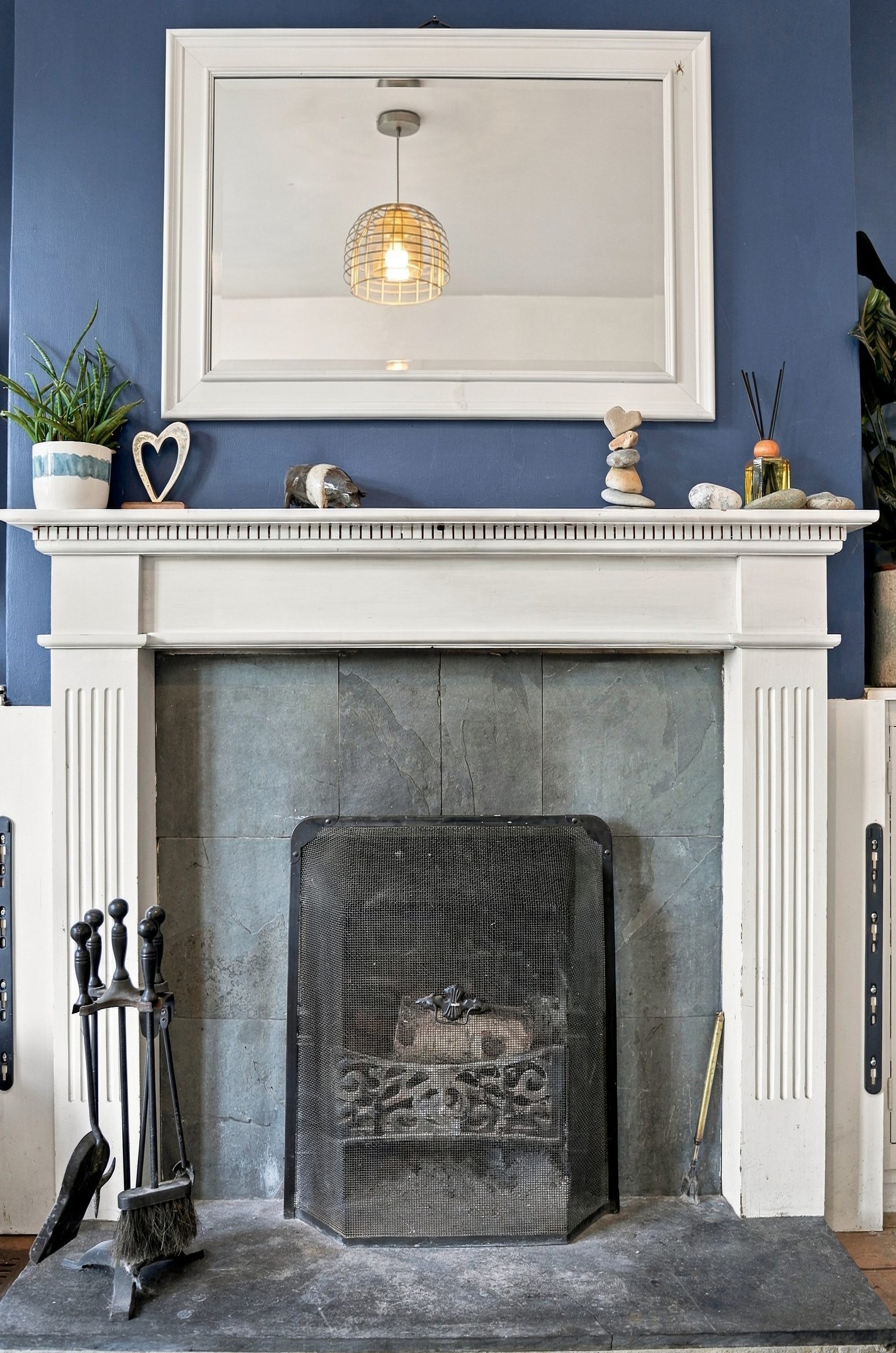 The fireplace in the sitting room