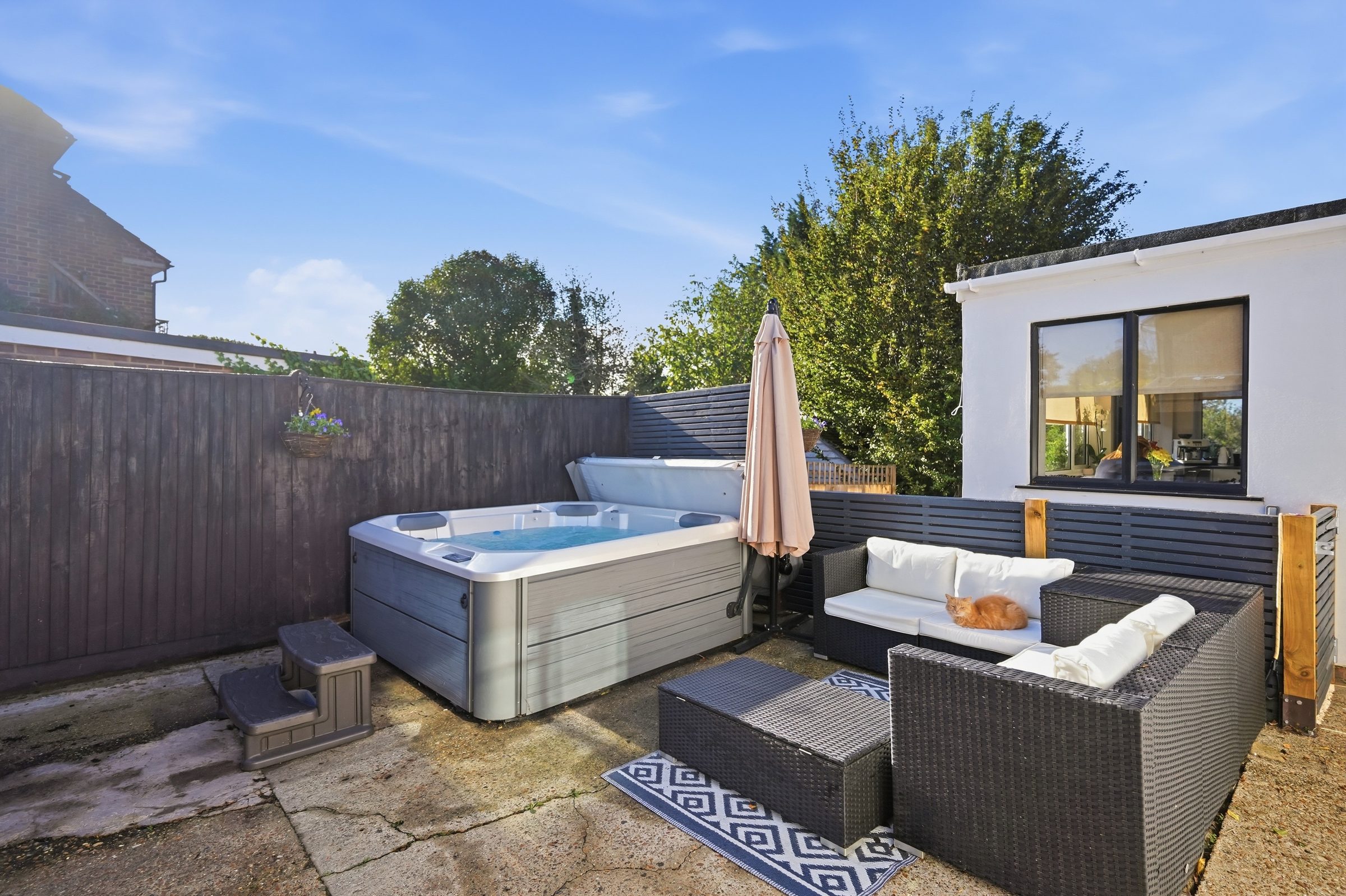 Hot tub terrace with outdoor sofa